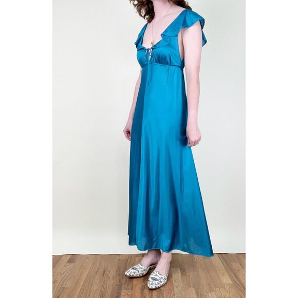 Vintage Union Made Maxi Slip Dress Romantic Regency Princess Dainty 60s 70s Sexy - Picture 2 of 7